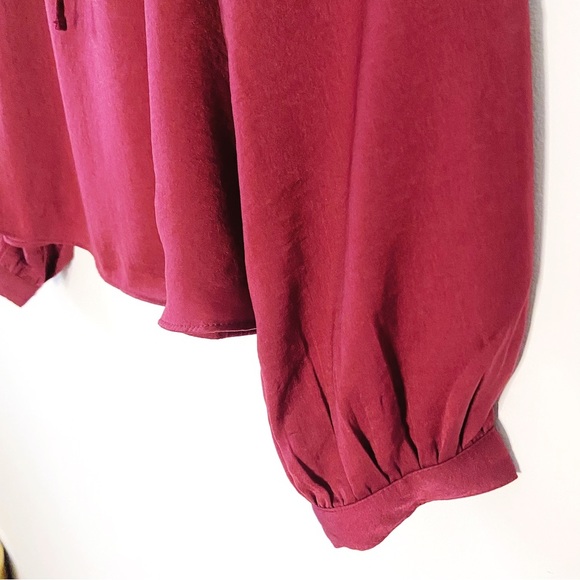 NEW! GAP Long Sleeve Split Neck red satin blouse. SIZE SMALL. - Picture 3 of 13